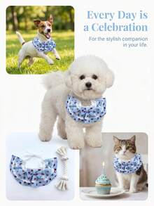 1 Set Pet Birthday Hat And Bib, Cute Birthday Decorations Suitable For Cats And Dogs, Beloved Pet Birthday Gift - Multicolor - View 12