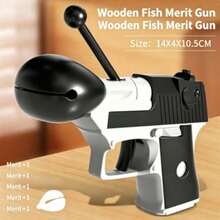 Novelty Rock Paper Scissors Game Toy Gun, Random Gesture Prank Toy For Party & Gatherings - Merit Wooden Fish Gun (Black) - View 4