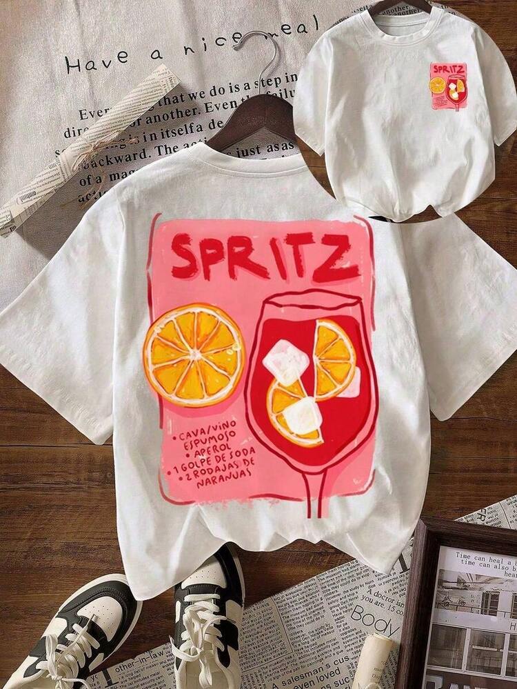 2026 SPRITZ CLUB Women's Summer Tops, Holiday, T-Shirts, Beach, Clubwear, Casual Crew Neck Short Sleeve T-Shirt - White - View 1