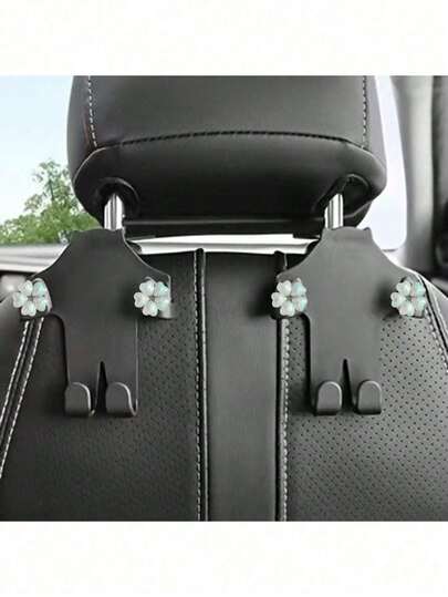 Soporte de teléfono móvil con gancho, conveniente para grabar pantalla y ver videos. Decorado con un hermoso diseño de flor de cinco pétalos para la decoración del gancho del asiento del coche.