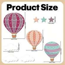 9pcs Nordic Style Macaron Color Hot Air Balloon Wooden Wall Decals, Cloud & Star Combination Baby Room Playful Wall Decoration Set - Multicolor - View 6