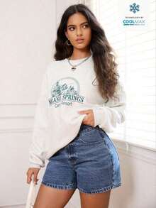 PETITE Pantalones cortos vaqueros de mujer con botones frontales, estilo sencillo y varios bolsillos, para un uso casual diario - Azul lavado medio - Ver 6