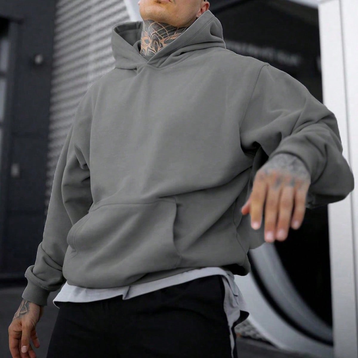 Sudadera Con Capucha De Color Sólido De Moda Para Hombre