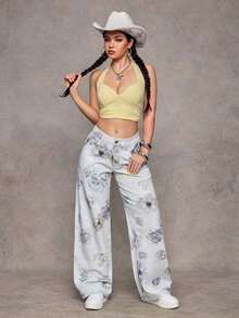 ICON Mujeres Jeans de mezclilla lavados con bordado y lazo - Multicolor - Ver 7