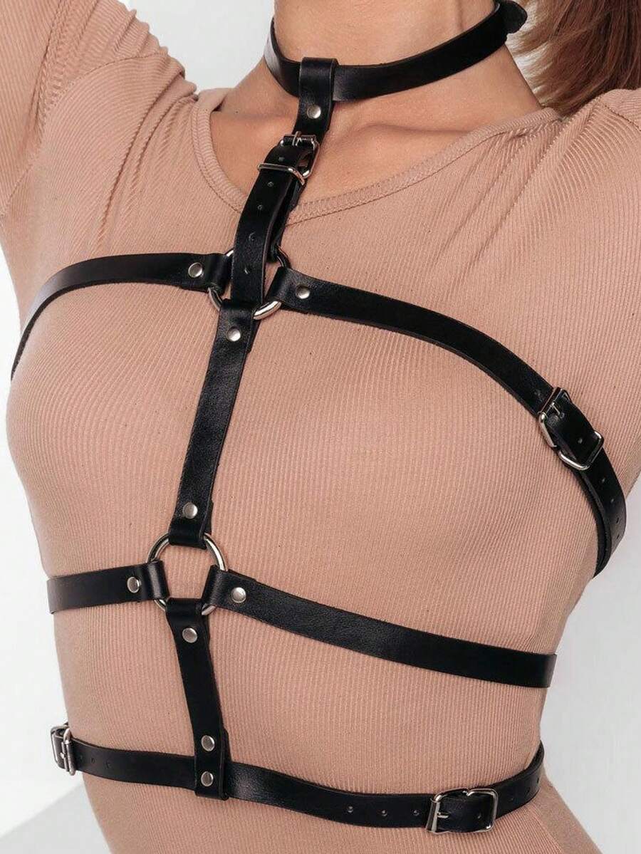 1pc Women's Dark Punk Style Suspender Belt, Sexy Party Clubbing Date Outfit - Black - View 1