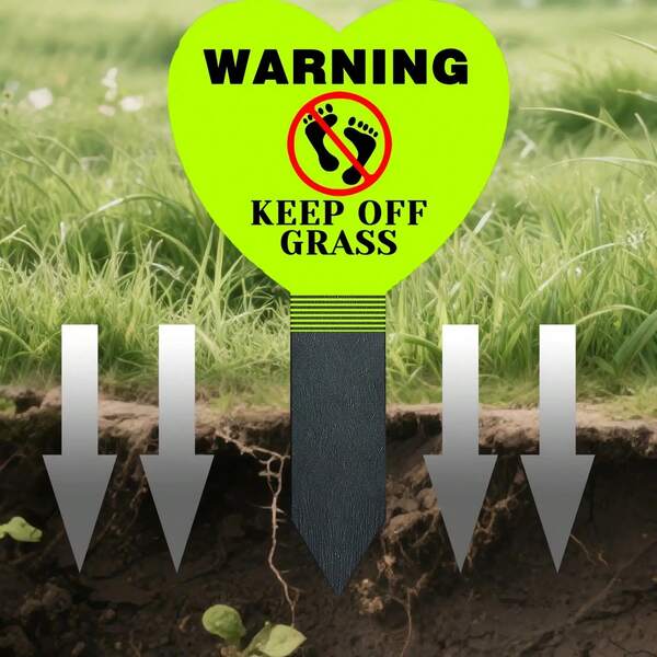 Señal acrílica 2D "No pisar el césped", diseño en negro y verde neón con símbolo de prohibición, fácil de insertar en el suelo, adecuado para el cuidado del césped, jardines, parques y recintos deportivos, decoración de jardinería, información clara, superficie plana 2D