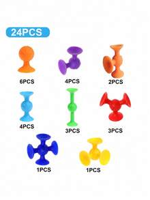 Un ensemble de jouets à ventouse de couleurs aléatoires, comprenant des jouets à ventouse de blocs de construction, un ensemble de jouets anti-stress, des jouets de salle de bain, des jouets pour enfants, des jouets de bain, des jeux interactifs parents-enfants, des cadeaux pour garçons et filles, et un ensemble de fléchettes souples (certaines pièces sont S - Multicolore - Voir 13