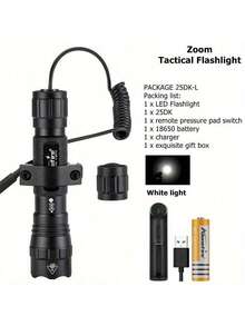 Alonefire 12W Zoom Tactical Flashlight Powerful Outdoor Travel Hunting Camping Fishing Hiking Mounts Remote Switch High Power Torch Light - Multicolor - View 12