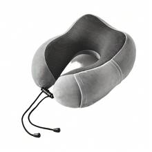 Travel Cervical Pillow Without Head Droop, Ergonomic U-Shaped Cervical Pillow Made Of Memory Foam, 360° Cervical Support For Naps On Airplanes, In Cars And In Offices, Washable Cover. - Grey - View 10