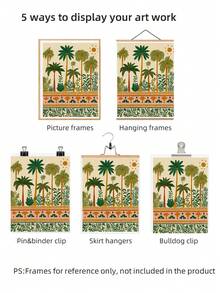 1pc Frameless Folk Art Palm Tree Tropical Print, Boho Botanical Poster For Bedroom, Dorm, Living Room, Back To School, Funky Posters, Gift - Palm Trees - View 6