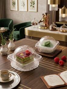 10/50pcs Kotak Kemasan Persegi Transparan Tebal yang Ditingkatkan, Cocok untuk Tiramisu, Kue Lapis, Mousse Susu Kedelai, Makanan Penutup, dan Lainnya, Dapat Digunakan Kembali - MultiWarna - View 4