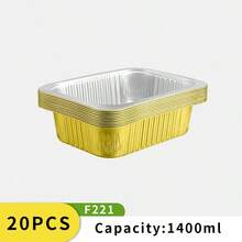 10/20pcs Berbagai Ukuran Kotak Bawa Pulang Aluminium Foil Persegi Panjang Warna Emas, Loyang Kue Aluminium Foil, Wadah Makanan, Cocok Untuk Memanggang, Memanaskan, Menyimpan, Menyiapkan Makanan Untuk di Luar Ruangan - Emas - View 20