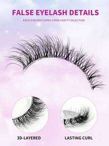 ENCHUW 14 Pairs Transparent Dense Natural Long Fluffy Soft Thin False Eyelashes Reusable Makeup Eyelashes - 黑色 - 查看 2