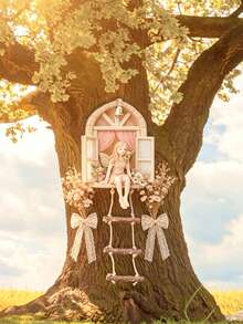 Fairy Window Decor For Fairy Tale And Garden Lovers, Dreamy Resin Ladder Ornament, Magical Outdoor Garden Tree Decoration, Perfect Birthday Gift, Charming Magic And Pastoral Style Garden Accent - A - View 8