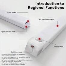 3件組 LED 感應燈條，人體感應燈，人靠近時亮起，適用於廚房、客廳、臥室、浴室、汽車感應燈、展示櫃、衣櫃，USB 電池充電式 - 3件裝 - 查看 8