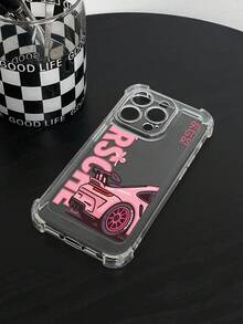 1pc Vintage Car Letter Transparent Cute Thick Anti-Drop Fashionable Printed Phone Case, Compatible With Apple And Series - Clear - View 7