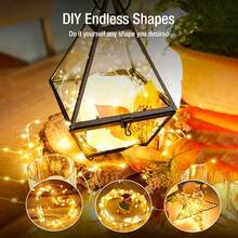 12 piezas Luces de hadas de cadena mini alimentadas por batería de 2m 20LED, 3 modos de parpadeo, luces LED suaves y flexibles de luciérnaga para decoración interior y exterior, boda, Navidad, fiesta, camping, mesa, frasco de vidrio, jarrón, iluminación de ambiente festivo para el hogar - Guirnaldas de luces con botones - Ver 10