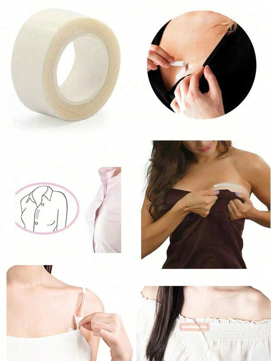 5m/Cuộn Băng dính quần áo chống nước, Băng dính cơ thể hai mặt vô hình, Băng dính áo ngực, Băng dính nội y trong suốt, Phù hợp cho mùa hè, bãi biển, du lịch