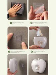 1 pieza Caja de almacenamiento con forma de manzana, Caja de almacenamiento de bolsas con forma de manzana montada en la pared que ahorra espacio | Organizador de empaque de plástico de grado no apto para contacto con alimentos, adecuado para accesorios de almacenamiento de cocina y baño; Estante contenedor de bolsas para mantener la frescura/bolsas de plástico - Multicolor - Ver 4