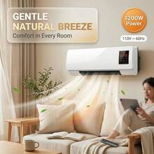 [All Season]1200W 2-In-1 Wall Mounted Heater & Cooling Fan Combo With Remote, PTC Ceramic Electric Space Heater For Bathroom Bedroom, LED Display Adjustable Thermostat, Summer Winter Dual Use For Home Dorm - White - View 2