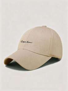 1pc Men's Casual Adjustable Letter Print Baseball Cap, Minimalist Design Suitable For Daily Wear - Khaki - View 3
