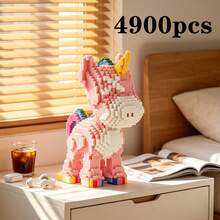 4900pcs Cute Rainbow Unicorn Micro Building Blocks Kit, 3D Animal Mini Particle Assembly Bricks, DIY Stress Relief Puzzle Figurine, Aesthetic Desktop Ornament, Birthday Holiday Gift For Girls Kids Room Decor Collectible Toy - Multicolor - View 11