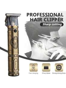 máquina de cortar cabelo máquina de barbear barbeador eletrico masculino aparador de pelos Designer Elétrico Profissional - bronze - Visão 7