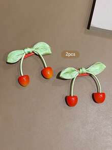 2 piezas Clips para el cabello con forma de cereza, estilo dulce, horquillas adecuadas para uso diario, accesorios para el cabello - Multicolor - Ver 5