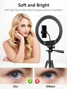 AXNEN 10-Inch Ring Light With 40-Inch Adjustable Tripod Stand, Dimmable LED Circle Lamp With Phone Holder, Suitable For Live Streaming/Makeup/Photography Studio/Video, Compatible With All Smartphones - Black - View 6