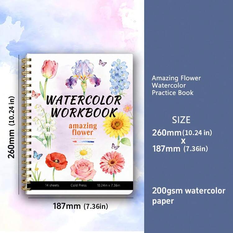 Sổ vẽ màu nước 200/300gsm với những hình vẽ hoa văn tinh tế, album màu nước đóng gáy chắc chắn dành cho người lớn mới bắt đầu luyện tập. - Mảnh duy nhất - Xem 14