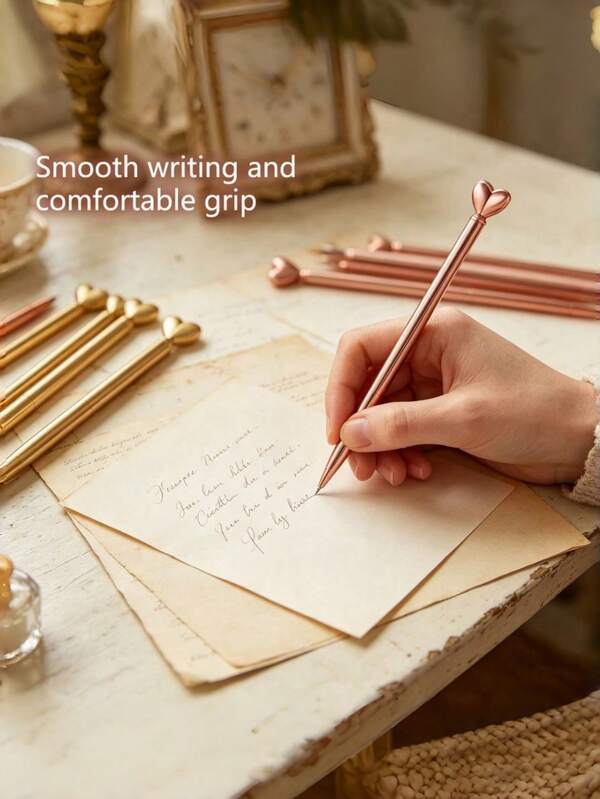 1/3/6 Pcs Heart Gel Pens - Elegant Smooth Writing Pens,Medium Nib, Round Barrel, Twist-3D Love Design, Smooth Writing, Cute Heart Pattern Fine Point Gel Pen, Back To School Supplies, Ideal For Student Daily Use WeddingCap Gift,- Perfect For Business, Office And Christmas Gifts
