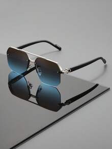Unisex Business Casual Style Double Bridge Glasses, Suitable For Daily Wear, Commuting, Travel And Driving - Multicolor - View 3