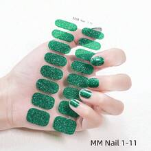 Full Nail Polish Wraps Stickers 1 Sheet Nail Strips Stick On Nails Decals DIY Glitter Nail Adhesive Full Wraps Nail Art Sticker For Women Girls - Mint Green - View 8