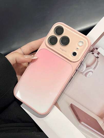 Moderne glansfuldt telefoncover i gradient pink og hvid – kompatibelt med iPhone 16, transformeres øjeblikkeligt til 17 Pro Max, stort vindue, fuld dækning, stødabsorberende cover