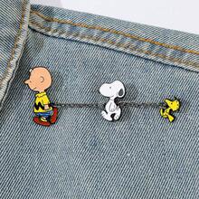 SNOOPY 1個經典卡通創意可愛金屬胸針，精緻學生合金徽章，包包配件，新年禮物，情人節禮物，復活節禮物 [隨機款式] - 彩色 - 查看 2