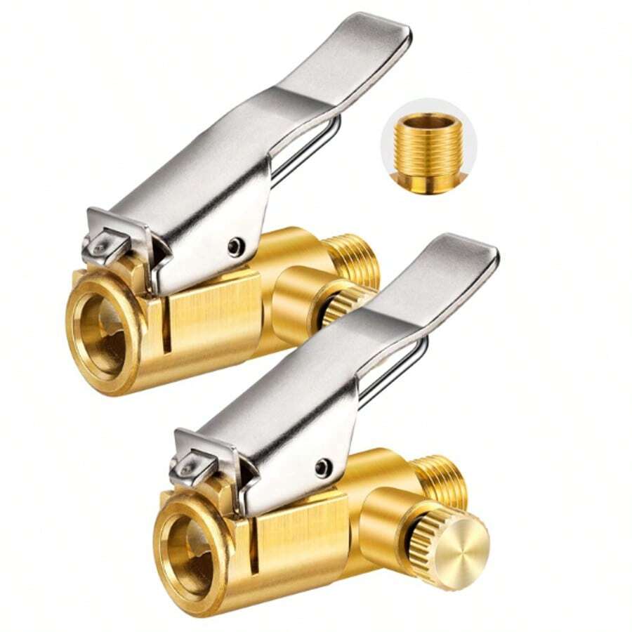 2X Brass Locking Tire Air Chuck, Tire Inflator Adapter For Twist On Connection - C - View 1