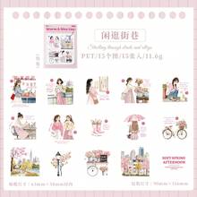 Set de 15 piezas de pegatinas de lista de verificación cálidas y encantadoras, pegatinas lindas de la vida diaria para niñas, hermosas pegatinas decorativas para scrapbooking, diario, planificador y útiles escolares - EXW2312031 - Ver 17