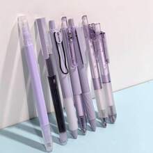 7pcs/Set ST Retractable Ballpoint Pens, Assorted Colors, Quick-Drying Ink, Suitable For Students And Office Use - Lilac Purple - View 6