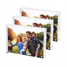 Magnetic Acrylic Picture Photo Frame 5x7 Inch 3 Pack,Clear Glass Like, Double Sided Frameless Desktop Floating Display, Free Standing, Easy To Change - Clear - View 8