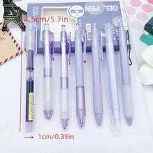 7pcs/Set ST Retractable Ballpoint Pens, Assorted Colors, Quick-Drying Ink, Suitable For Students And Office Use - Lilac Purple - View 7