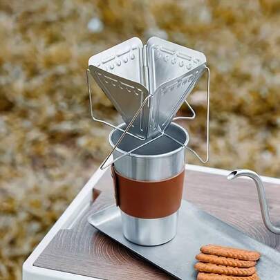 SOKANY Foldable Stainless Steel Coffee Drip Pot, Portable Pour-Over Coffee Filter Suitable For Outdoor Camping And Travel, Reusable Conical Coffee Maker