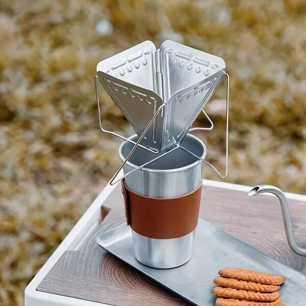 SOKANY Foldable Stainless Steel Coffee Drip Pot, Portable Pour-Over Coffee Filter Suitable For Outdoor Camping And Travel, Reusable Conical Coffee Maker