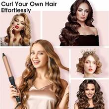 LUYAO 5-In-1 Curling Iron Set, Includes 3 Curling Irons And 5 Interchangeable Ceramic Curling Barrels, Fast Heating - Gold - View 9