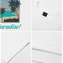 Men's T-Shirt Surfing Paradise Palm Sunset Beach Comfortable And Versatile Outdoor Casual Short Sleeve - White - View 5