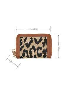 Women's Embroidered Accordion Card Holder Wallet, Multi-Functional Card Case With Leopard Print - Brown - View 3