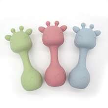 1pc Silicone Rattle Toy, Giraffe Shaped Shaker Toy, Christmas, Halloween, Thanksgiving Gift - Multicolor - View 5
