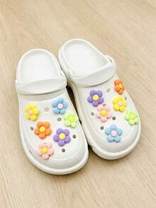 12 件彩色花朵装饰品，时尚、可爱、优雅的 DIY 鞋饰 - 彩色 - 查看 3