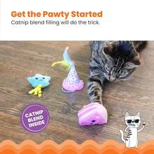 Catstages Happy Purrthday Cat Toys, 3-Pack Catnip Plush Toys With Crinkle, Feathers &Amp; Dental Mesh, Multicolored - ColorC - 查看 3