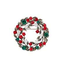 Broche de Navidad de vidrio con diamantes de imitación clásico para mujeres y niñas,,,,campana, broche de corona - Guirnalda - Ver 7
