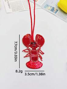 Red Lobster Beaded Sequins Pendant Handmade Keychain Bag Charm - Multicolor - View 8